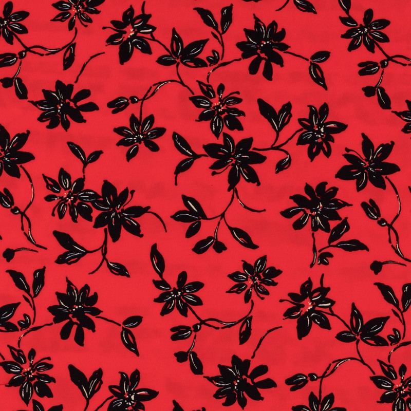 Crepe Marrocain Floral Roja - Ribes y Casals