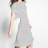 Crepe Marrocain Rayas Blanca - Ribes y Casals