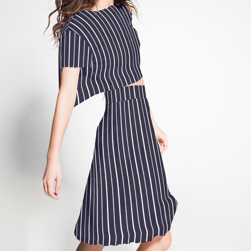 Crepe Marrocain Rayas Marino - Ribes y Casals