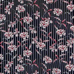 Crepe Rayas Flores Azul - Ribes y Casals