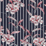 Crepe Rayas Flores Azul - Ribes y Casals