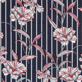 Crepe Rayas Flores Azul - Ribes y Casals