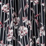 Crepe Rayas Flores Azul - Ribes y Casals