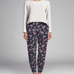 Crepe Rayas Flores Azul - Ribes y Casals