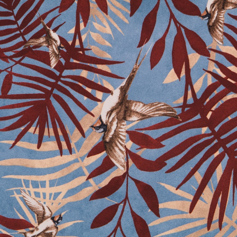 Crepe Satén Birds Azul Claro - Ribes y Casals