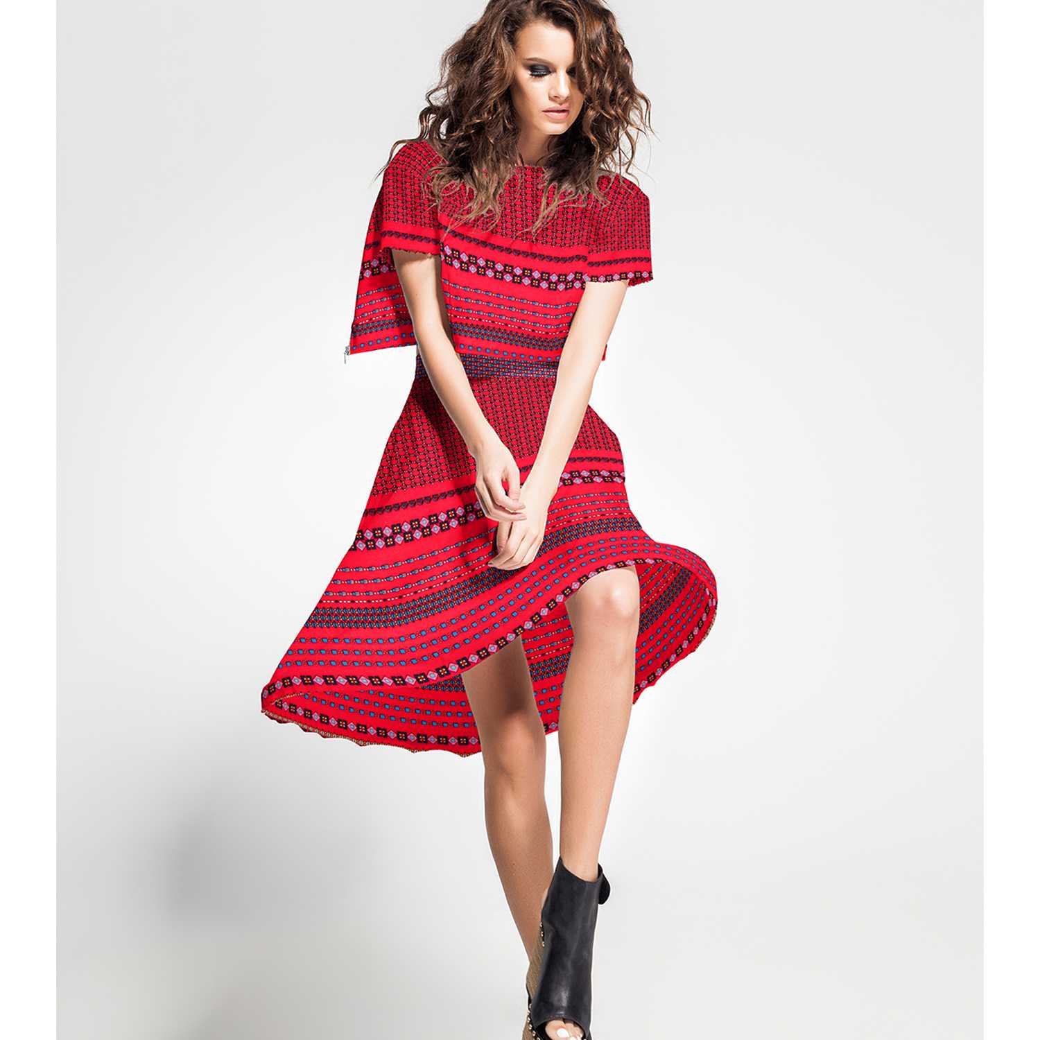 Crepe Satén Cenefas Coral - Ribes y Casals