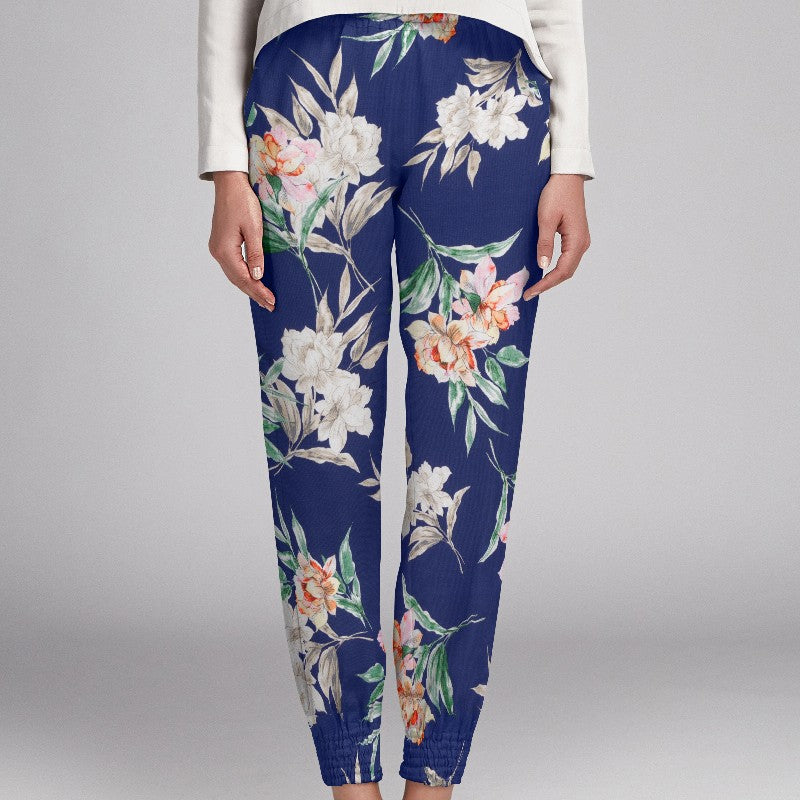 Crepe Satén Floral Azul - Ribes y Casals