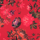 Crepe Satén Floral Roja - Ribes y Casals