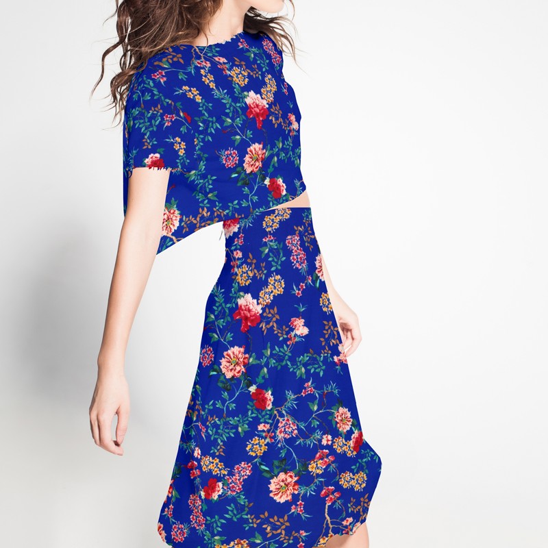 Crepe Viscosa Bosque Azulina - Ribes y Casals