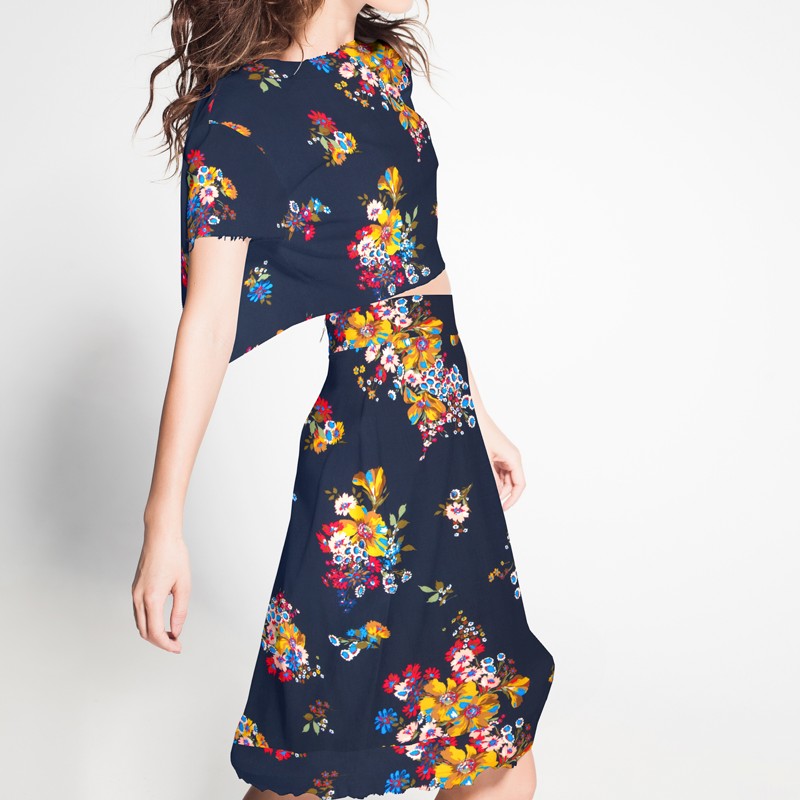 Crepe Viscosa Bouquet Marino - Ribes y Casals