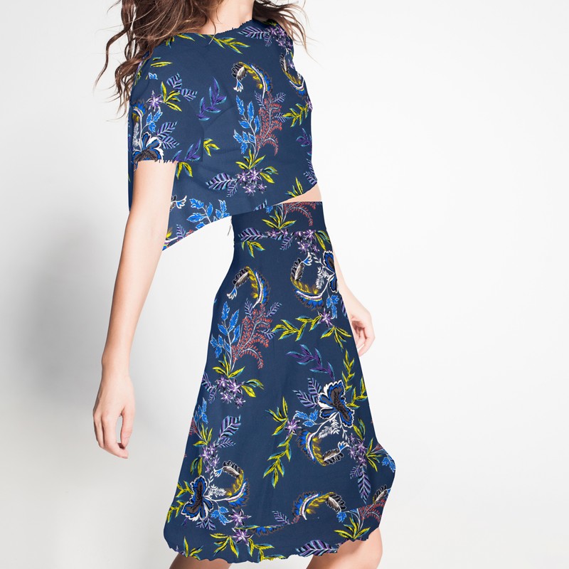 Crepe Viscosa Floral Azafata - Ribes y Casals