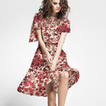 Crepe Viscosa Floral Roja - Ribes y Casals