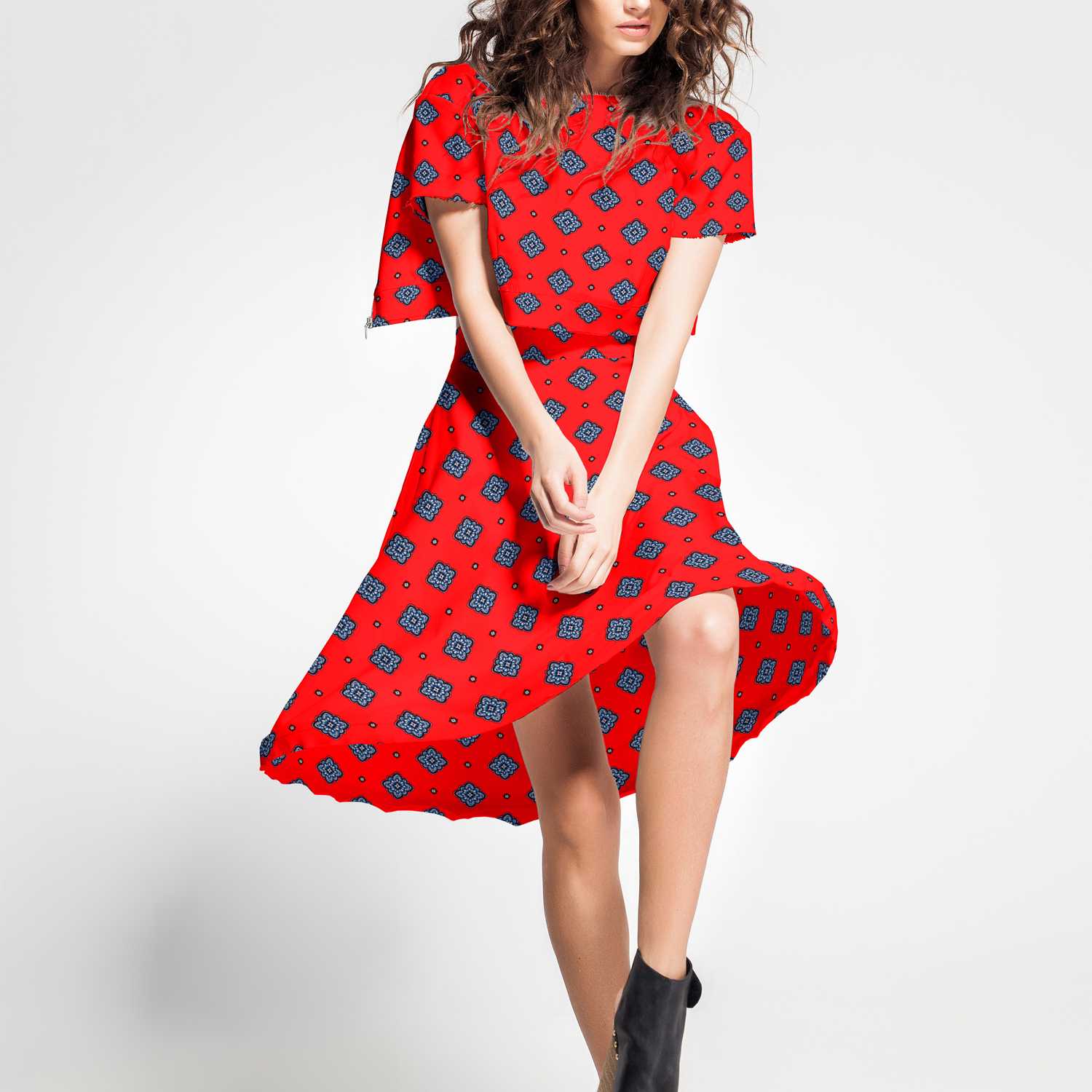 Crepe Viscosa Medallas Roja - Ribes y Casals