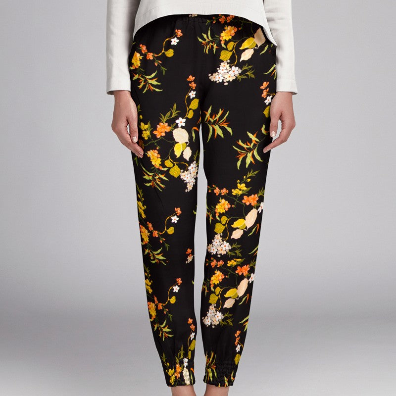 Crepe Viscosa Ramas Negra - Ribes y Casals