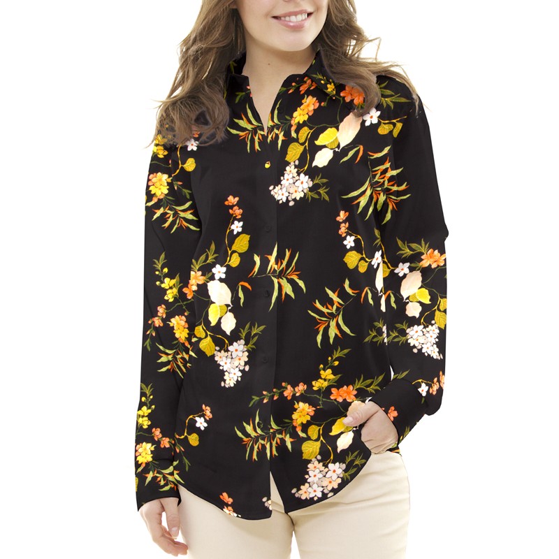 Crepe Viscosa Ramas Negra - Ribes y Casals