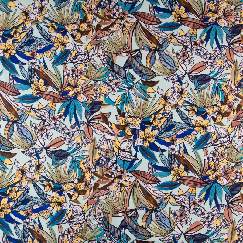 Crepe Viscosa Tropical Agua - Ribes y Casals