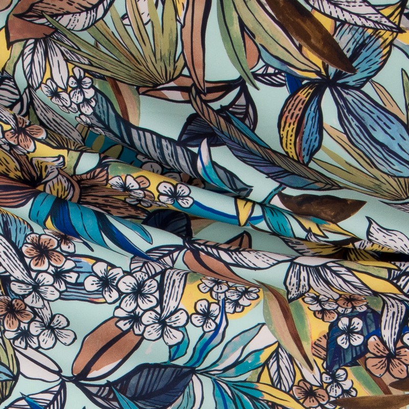 Crepe Viscosa Tropical Agua - Ribes y Casals