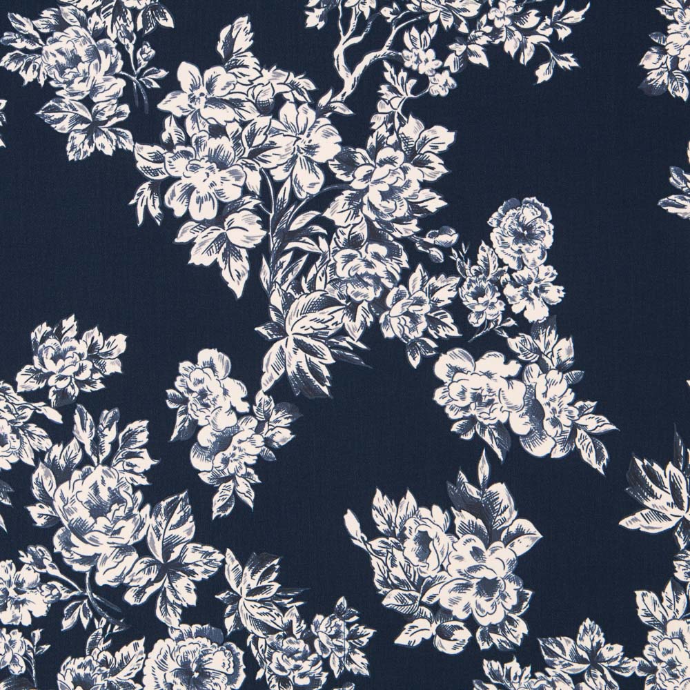 Crepe Flor Azul Noche - Ribes y Casals