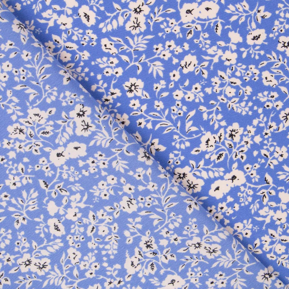 Crepe Floral Fondo Azul - Ribes y Casals