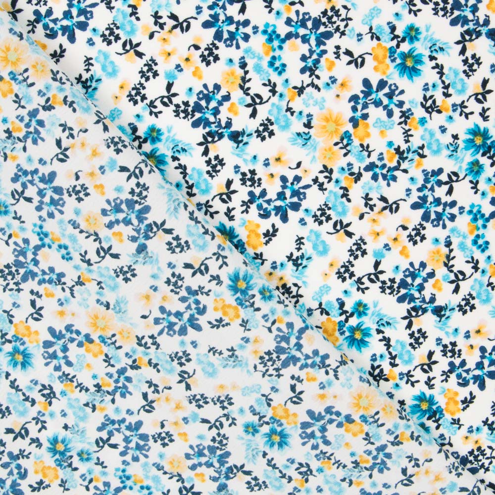 Crepe Floral Tropical Azul - Ribes y Casals