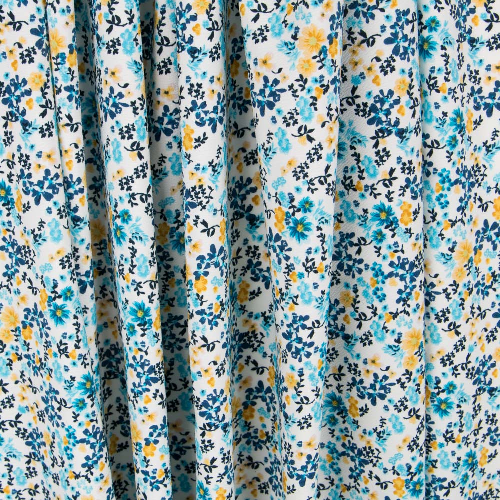 Crepe Floral Tropical Azul - Ribes y Casals