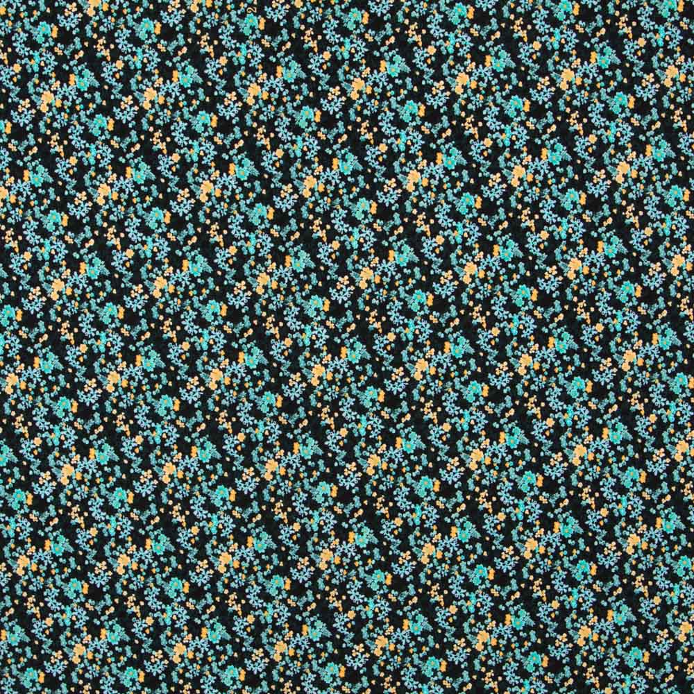 Crepe Floral Tropical Turquesa - Ribes y Casals