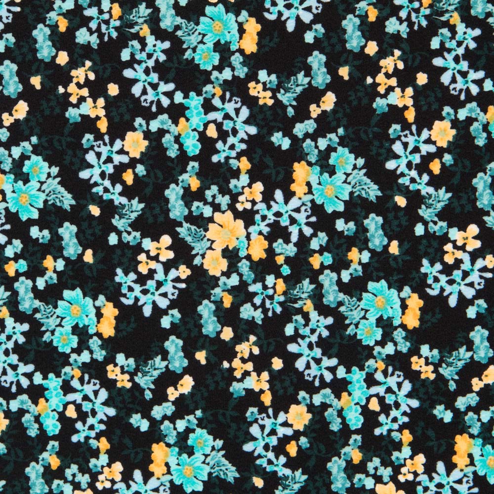 Crepe Floral Tropical Turquesa - Ribes y Casals