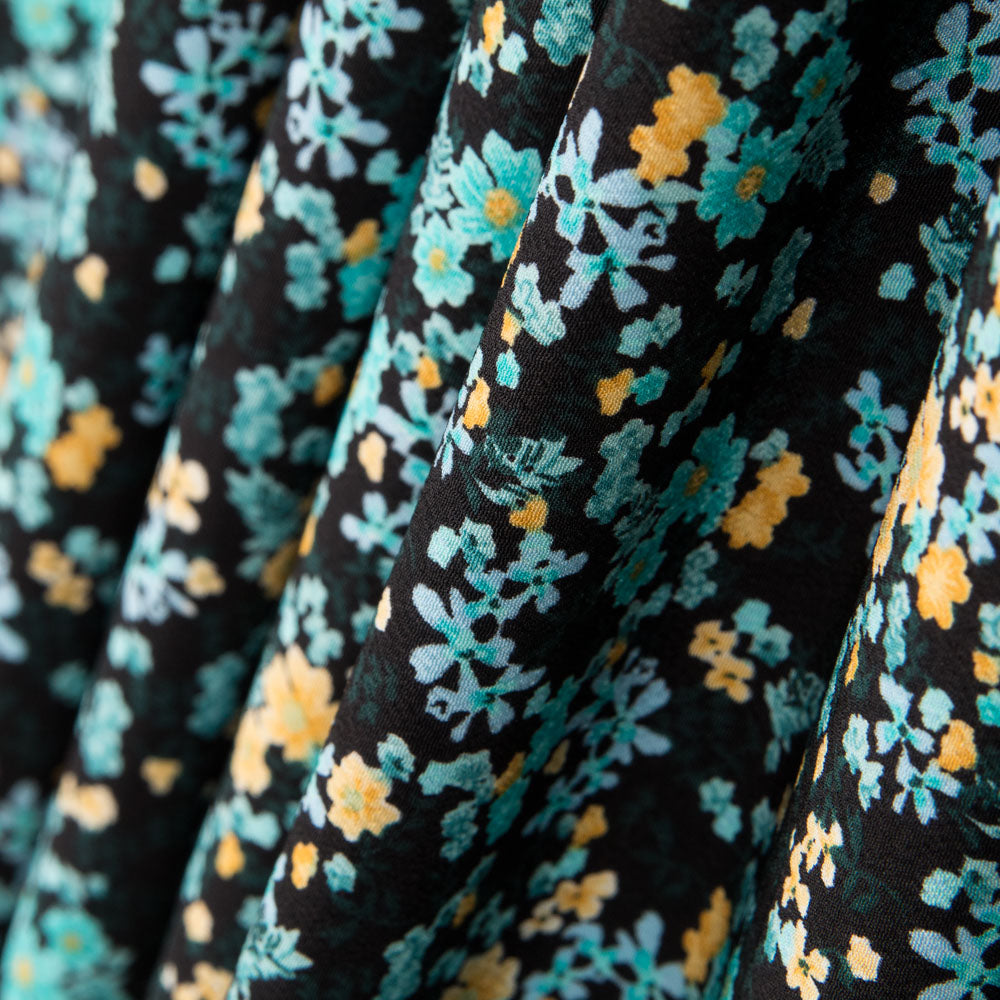 Crepe Floral Tropical Turquesa - Ribes y Casals