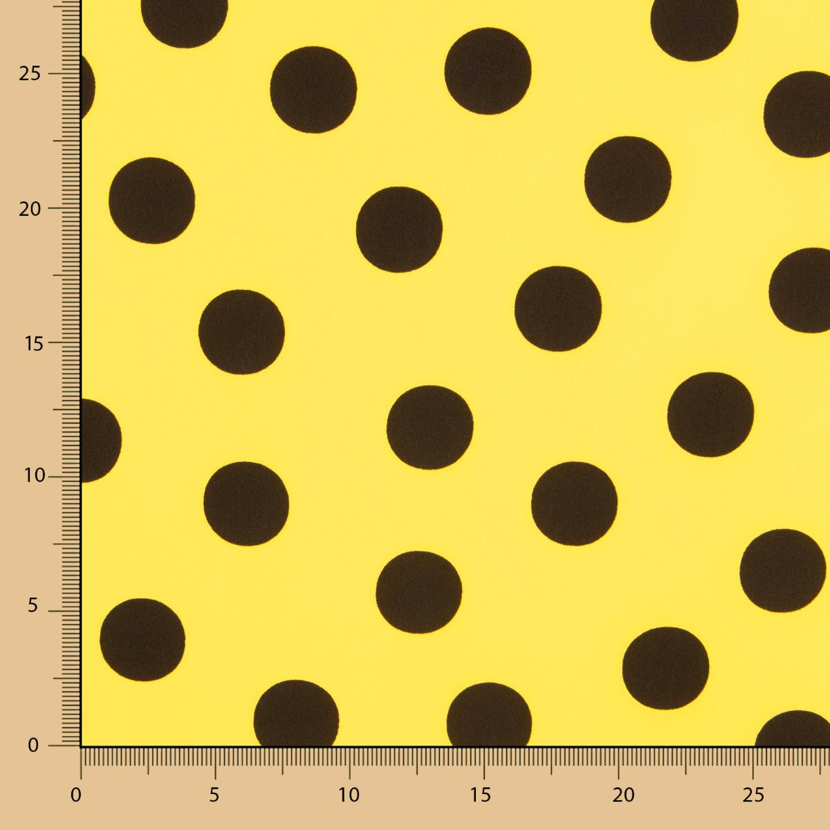 Crepe Lunares Negro 33mm Amarillo - Ribes y Casals