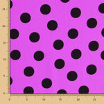 Crepe Lunares Negro 33mm Malva - Ribes y Casals