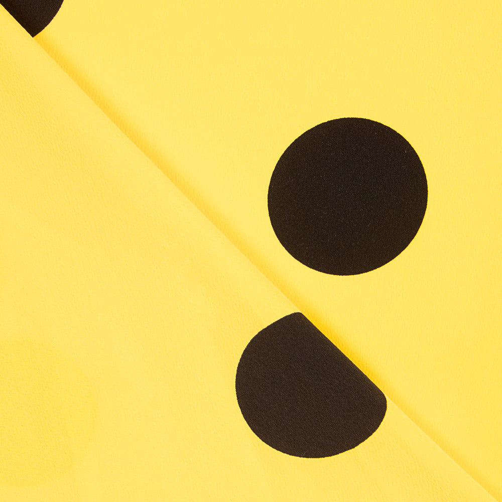 Crepe Lunares Negro 55mm Amarillo - Ribes y Casals