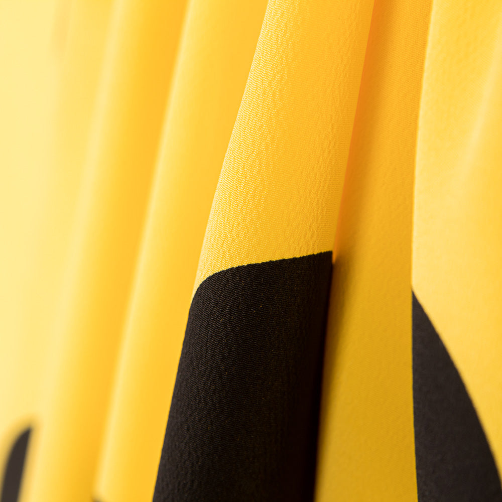 Crepe Lunares Negro 55mm Amarillo - Ribes y Casals