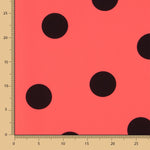 Crepe Lunares Negro 55mm Coral - Ribes y Casals