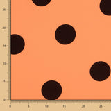 Crepe Lunares Negro 55mm Mandarina - Ribes y Casals