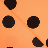 Crepe Lunares Negro 55mm Mandarina - Ribes y Casals