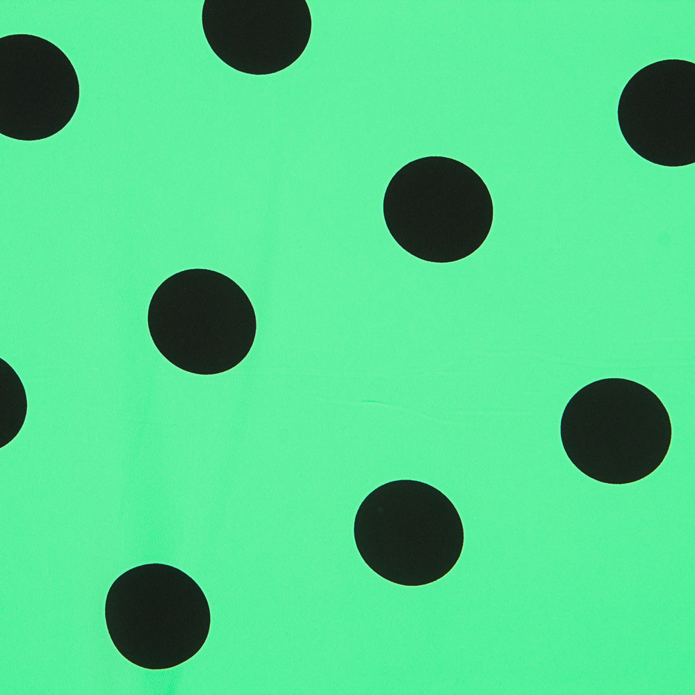 Crepe Lunares Negro 55mm Menta - Ribes y Casals