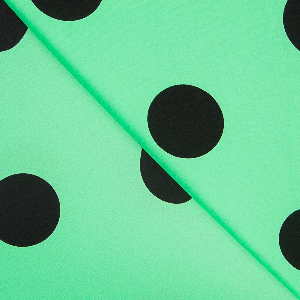 Crepe Lunares Negro 55mm Menta - Ribes y Casals