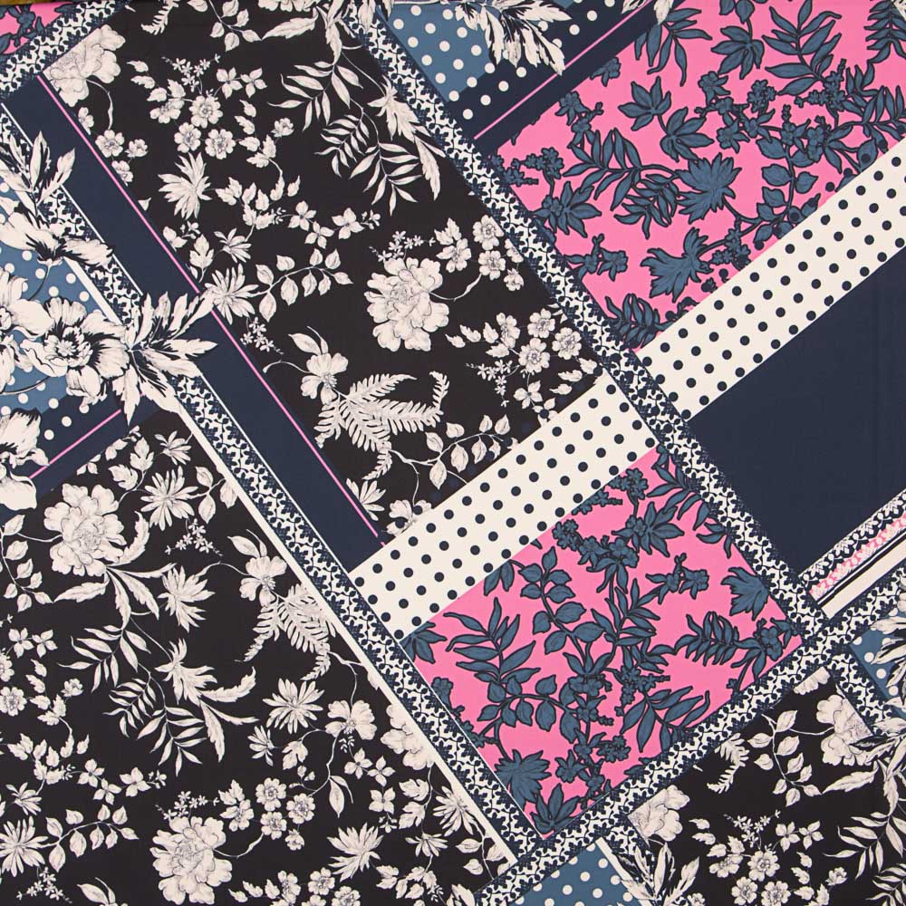 Crepe Pacthwork Azul Noche - Ribes y Casals