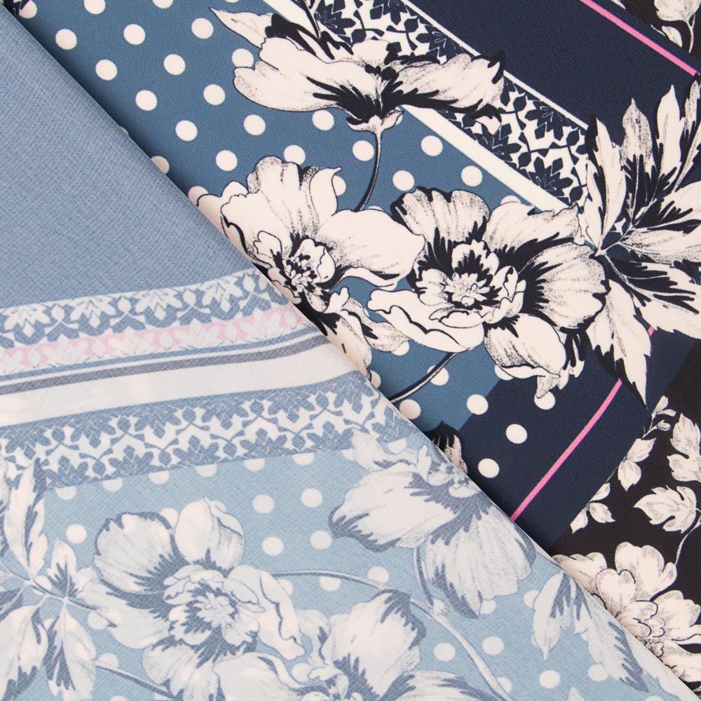 Crepe Pacthwork Azul Noche - Ribes y Casals