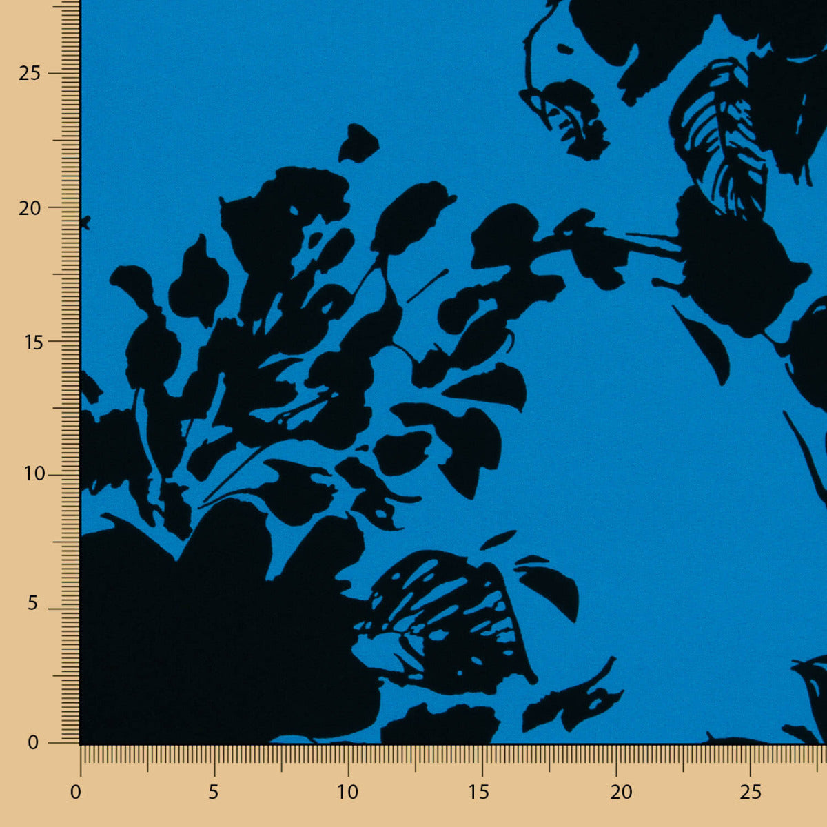 Crepe Poliéster Flor Dibujo Azul - Ribes y Casals