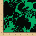 Crepe Poliéster Flor Dibujo Verde - Ribes y Casals