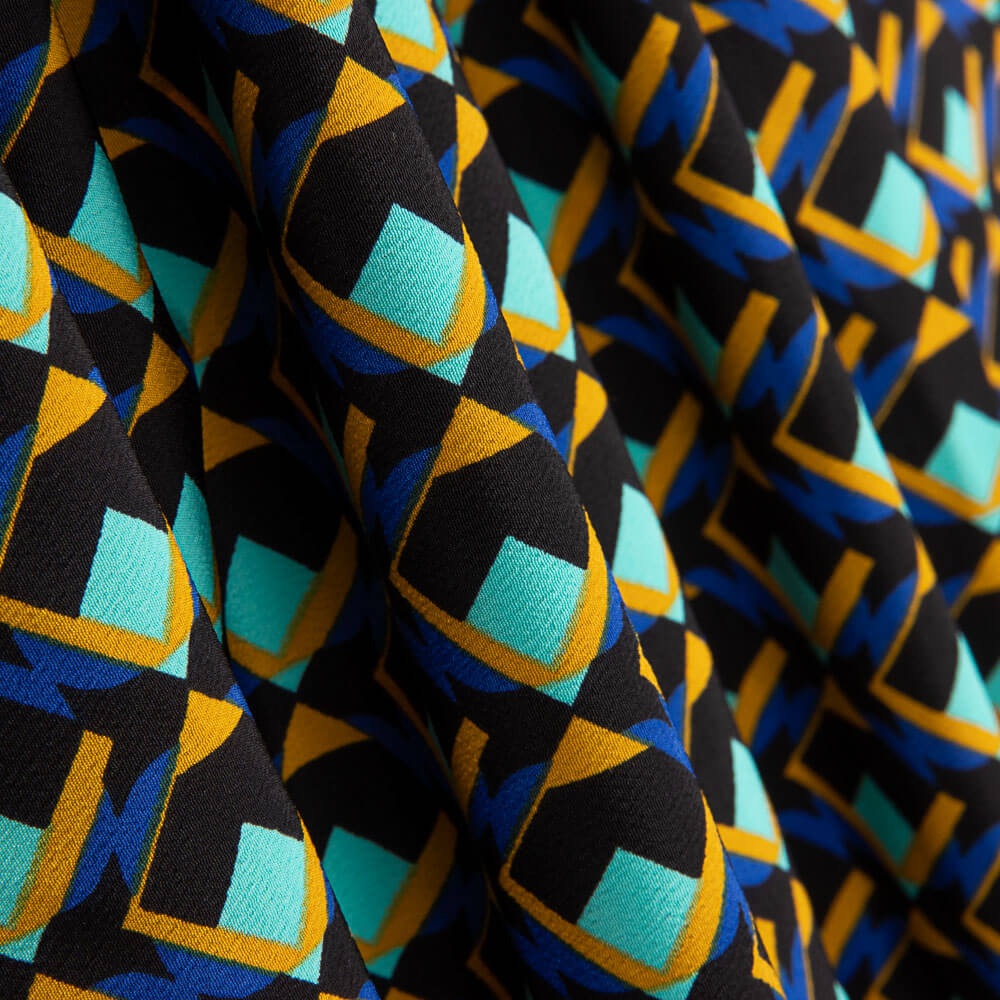 Crepe Poliéster Geo Aguamarina - Ribes y Casals