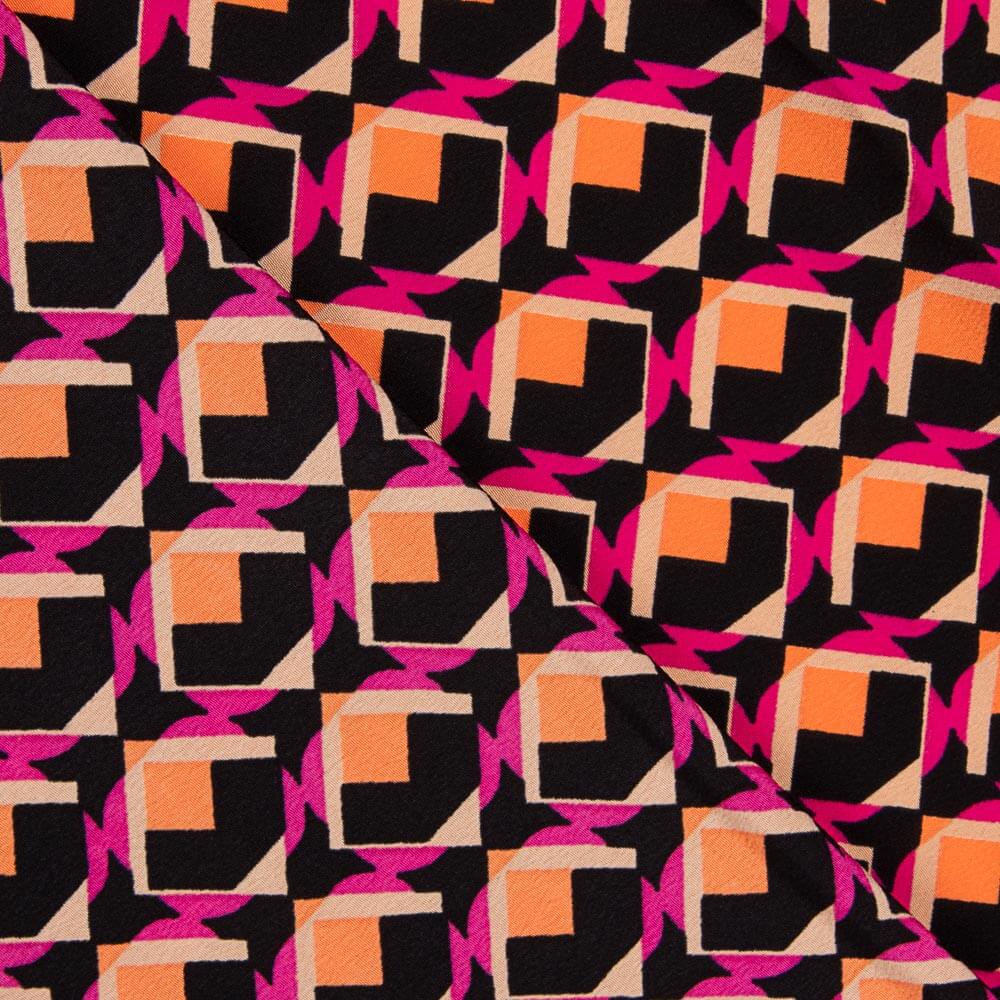 Crepe Poliéster Geo Fucsia - Ribes y Casals