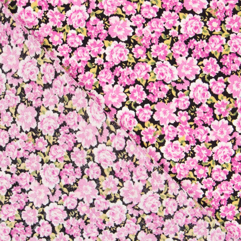 Crepe Viscosa Florecitas Rosas - Ribes y Casals