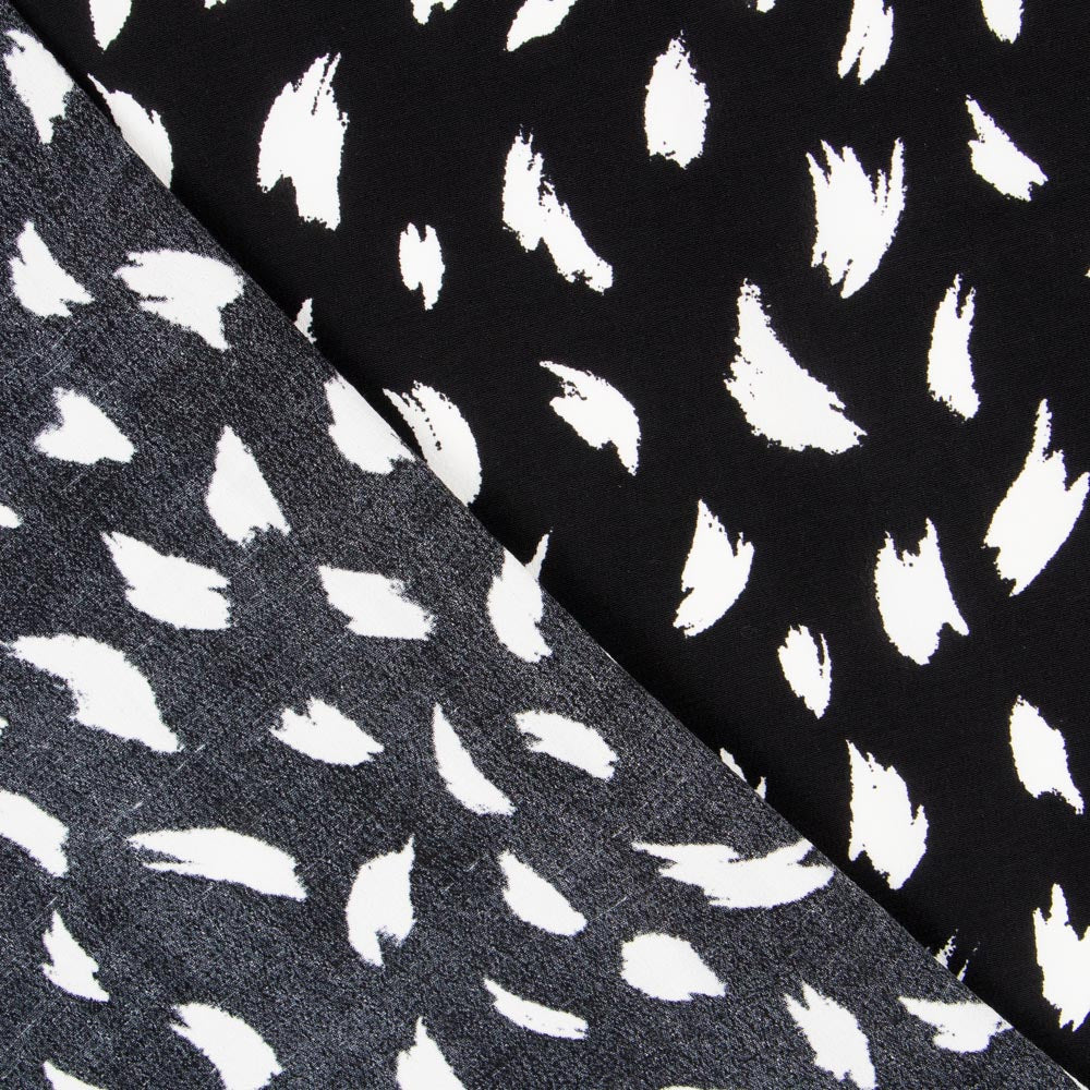 Crepe Viscosa Trazos Maxi Negra - Ribes y Casals