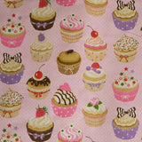 Algodón Cupcakes Fondo Rosa - Ribes y Casals