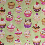 Algodón Cupcakes Fondo Verde - Ribes y Casals