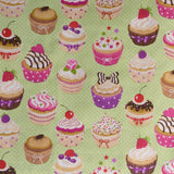 Algodón Cupcakes Fondo Verde - Ribes y Casals