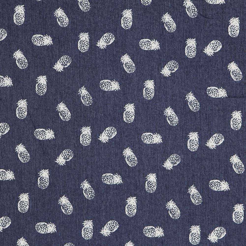Denim Elástico Piñas Azul Oscuro - Ribes y Casals