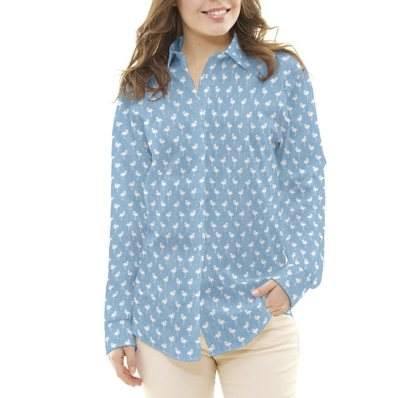 Denim Fino Flamencos Azul - Ribes y Casals